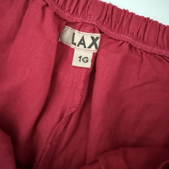 FLAX Designs Linen Pants 1G Fuschia Pink Women Wide Leg Lagenlook Pull On Pocket - Picture 7 of 10
